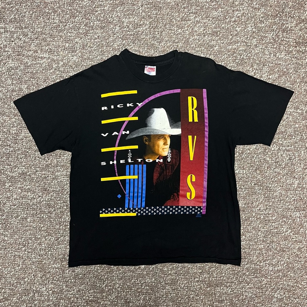 VTG 1993 Ricky Van Shelton RVS County Music Tour 90s Cowboy Single Stitch Tee